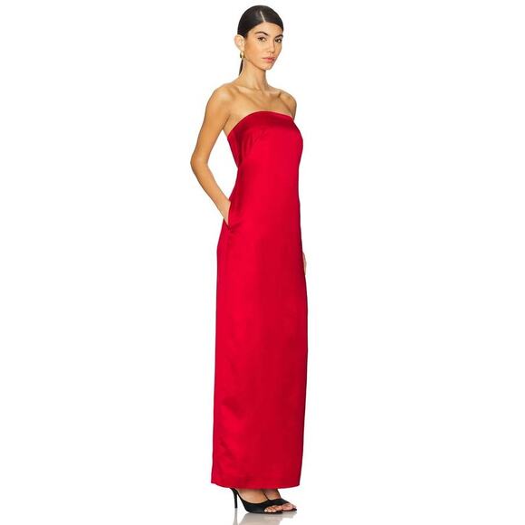 ALC Ani Strapless Gown Long Dress in Really Red 2 - Picture 2 of 4